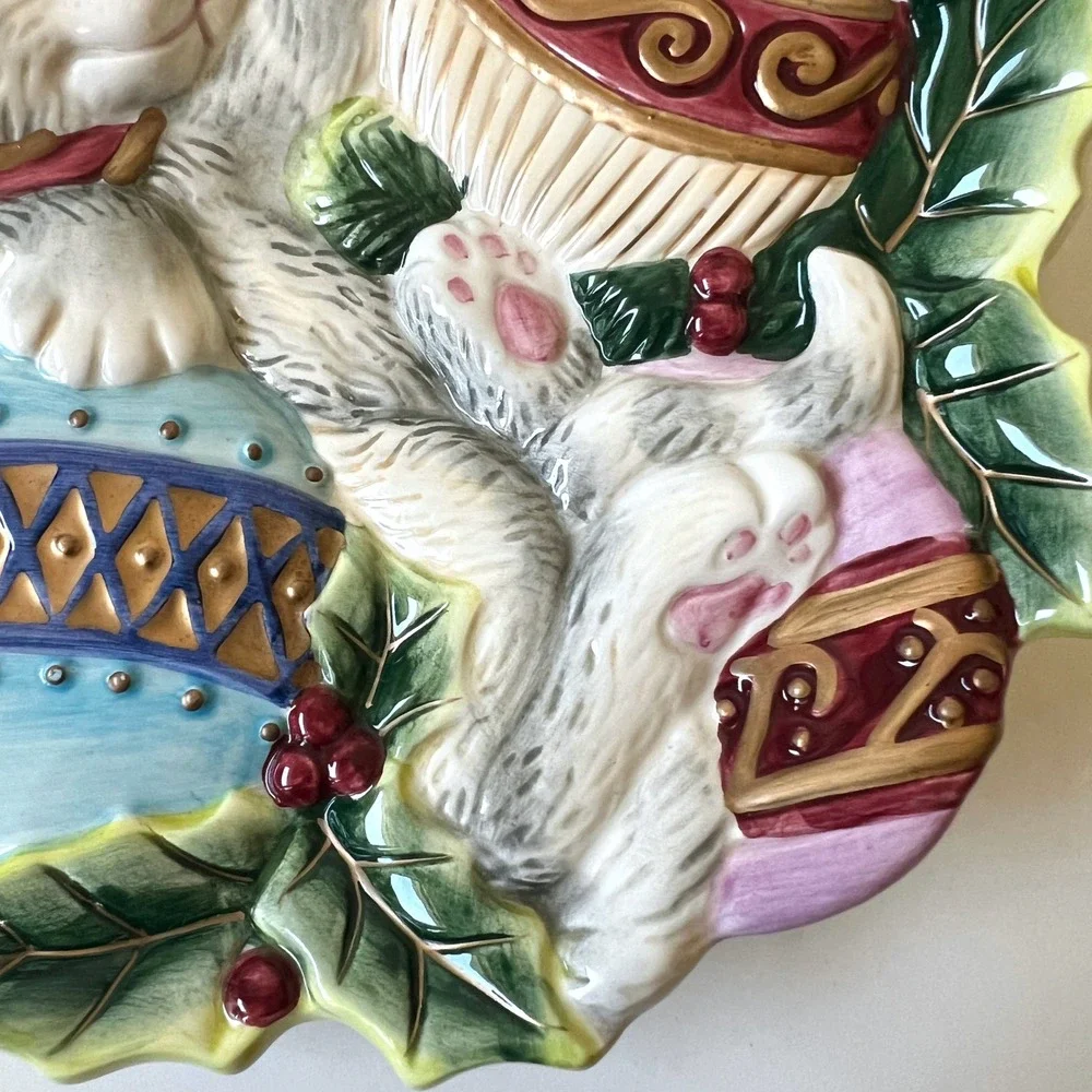 Vintage Fitz & Floyd Kristmas Kitty Christmas Cat Canape Plate 9
